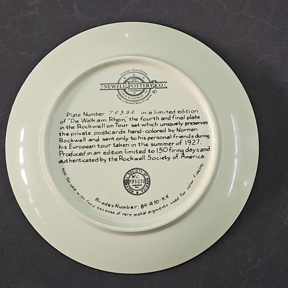 Norman Rockwell European Tour Newell Pottery Plate Set‎ 4pc Brand New